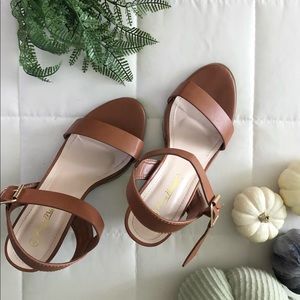 Anne Michelle Strappy Tan Heels
